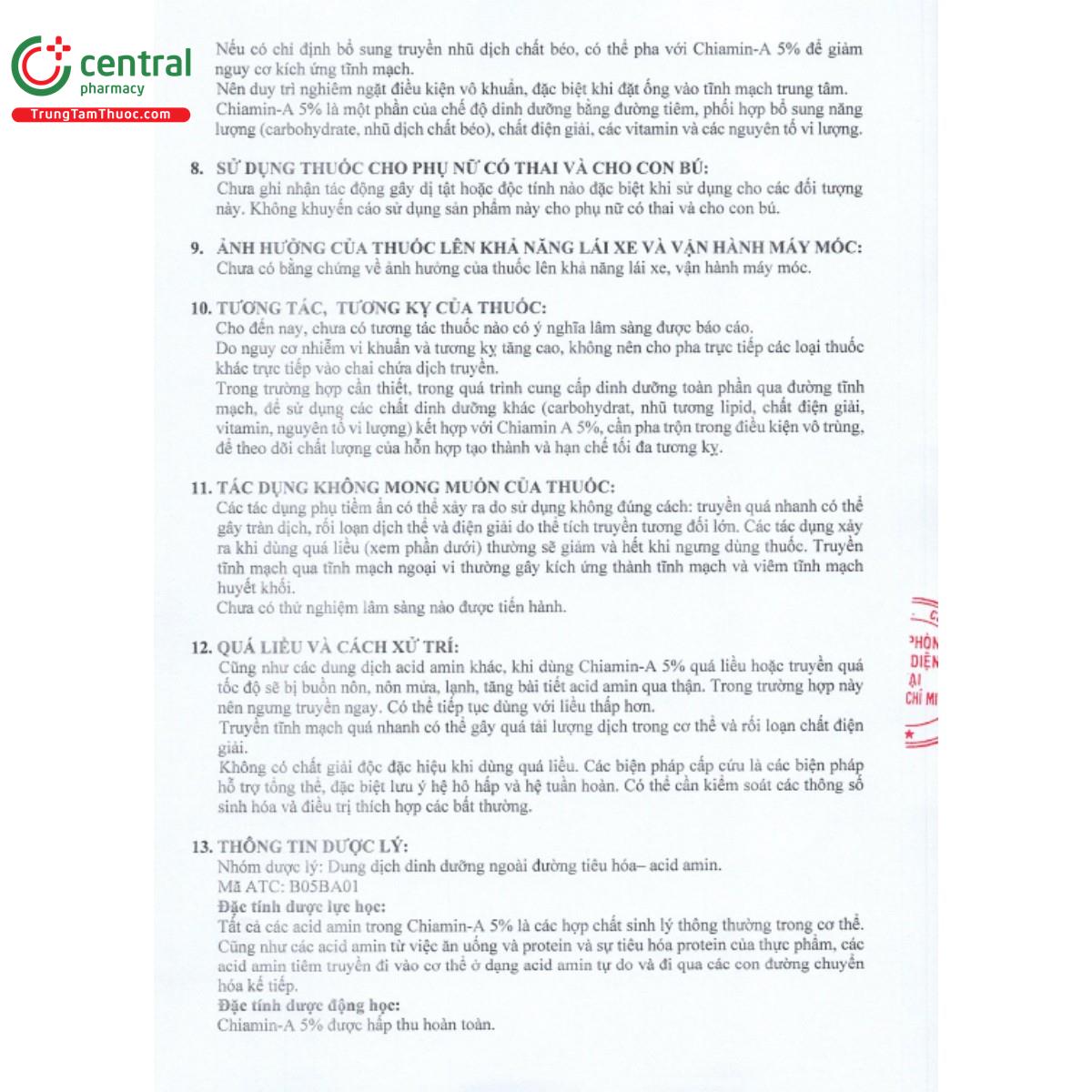 chiamin a 5 solution for infusion 5 R7801 chiamin a 5 solution for infusion 5 R7801