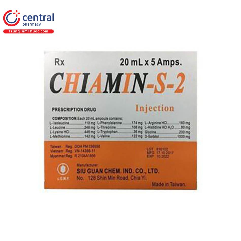 Dung dịch tiêm truyền Chiamin-S-2 20ml: tác dụng, cách dùng