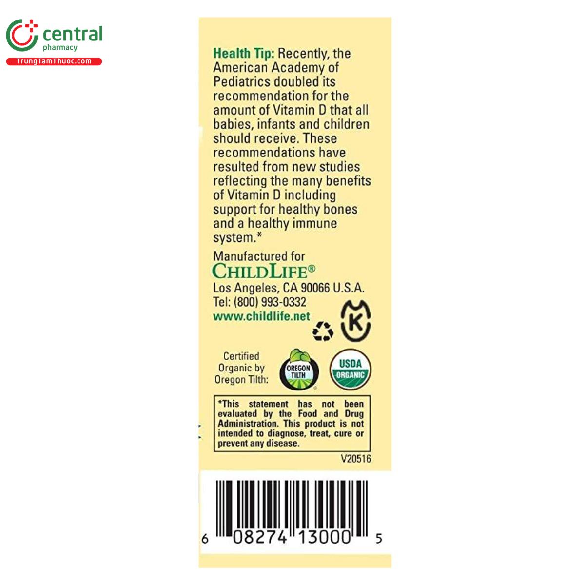 childlife organic vitamin d3 drops 10ml 8 N5208