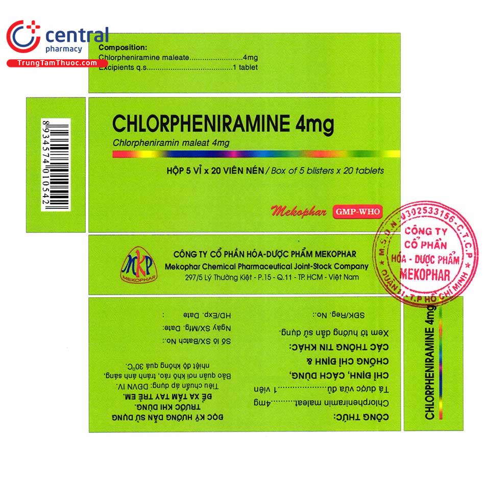 chlorpheniramine 4mg 5 E1535