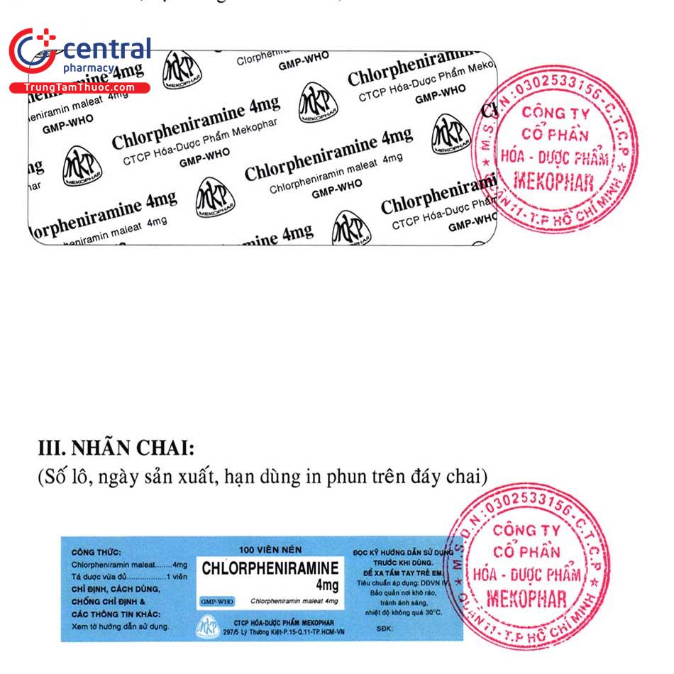 chlorpheniramine 4mg 6 N5743