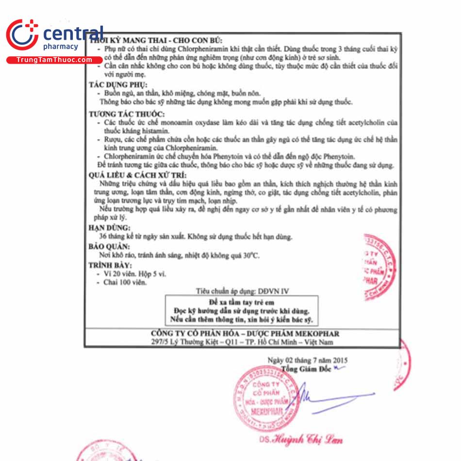 chlorpheniramine 4mg mekophar 06 I3132