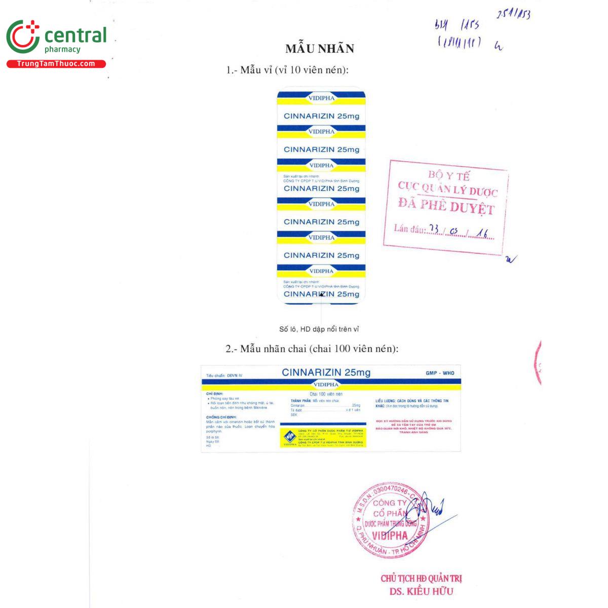 cinnarizin vidipha 25mg 9 D1852