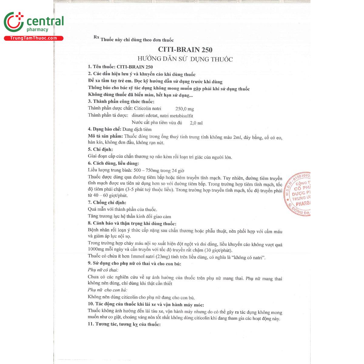 citi brain 250mg 2ml 1 F2204