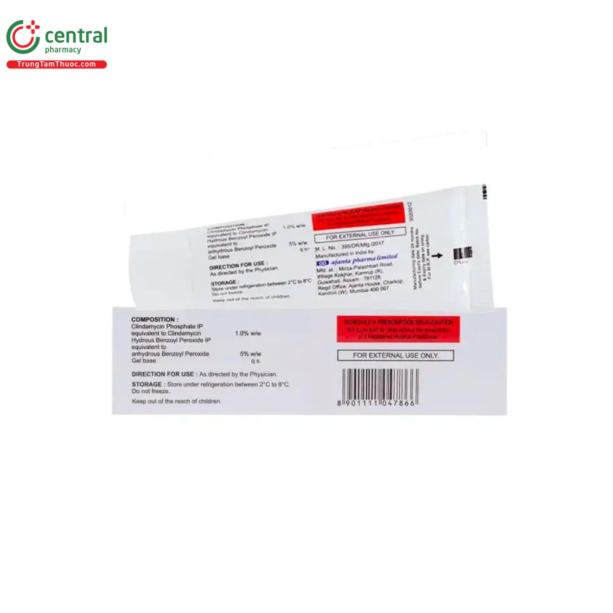 clindamycin and benzoyl peroxide gel peroclin 5%