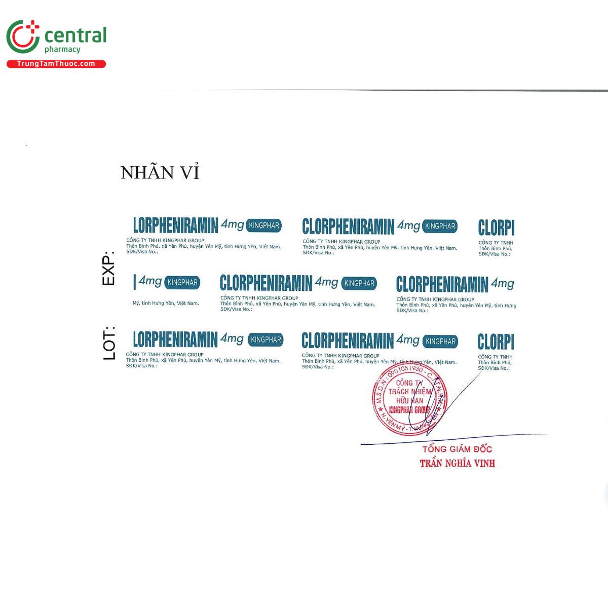 clorpheniramin 4mg kingphar 3 H3740