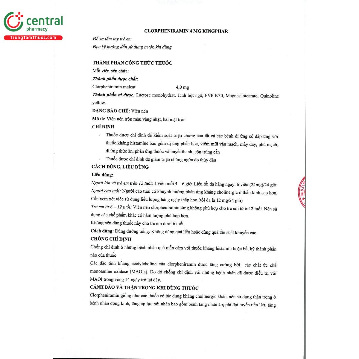 clorpheniramin 4mg kingphar 4 B0103