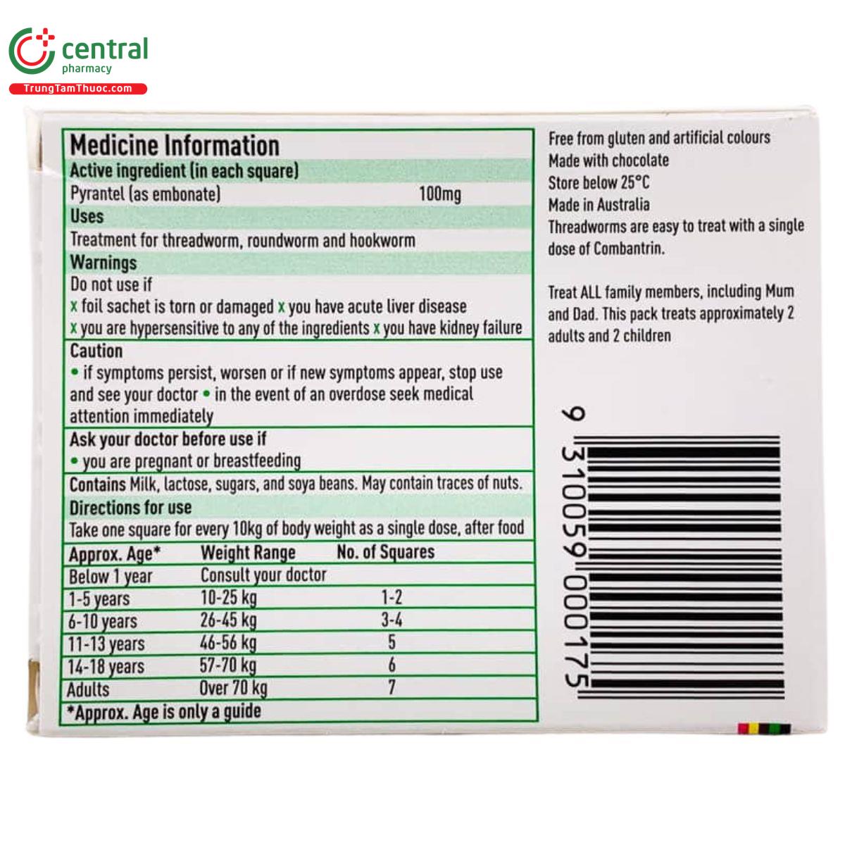 combantrin chocolate squares 4 D1722