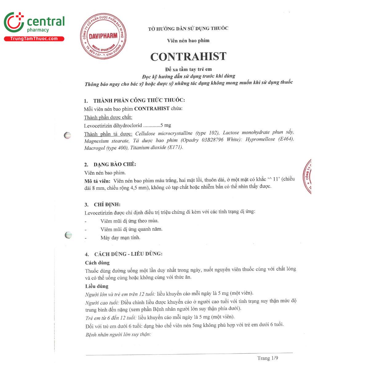 contrahist 5mg 18 D1801