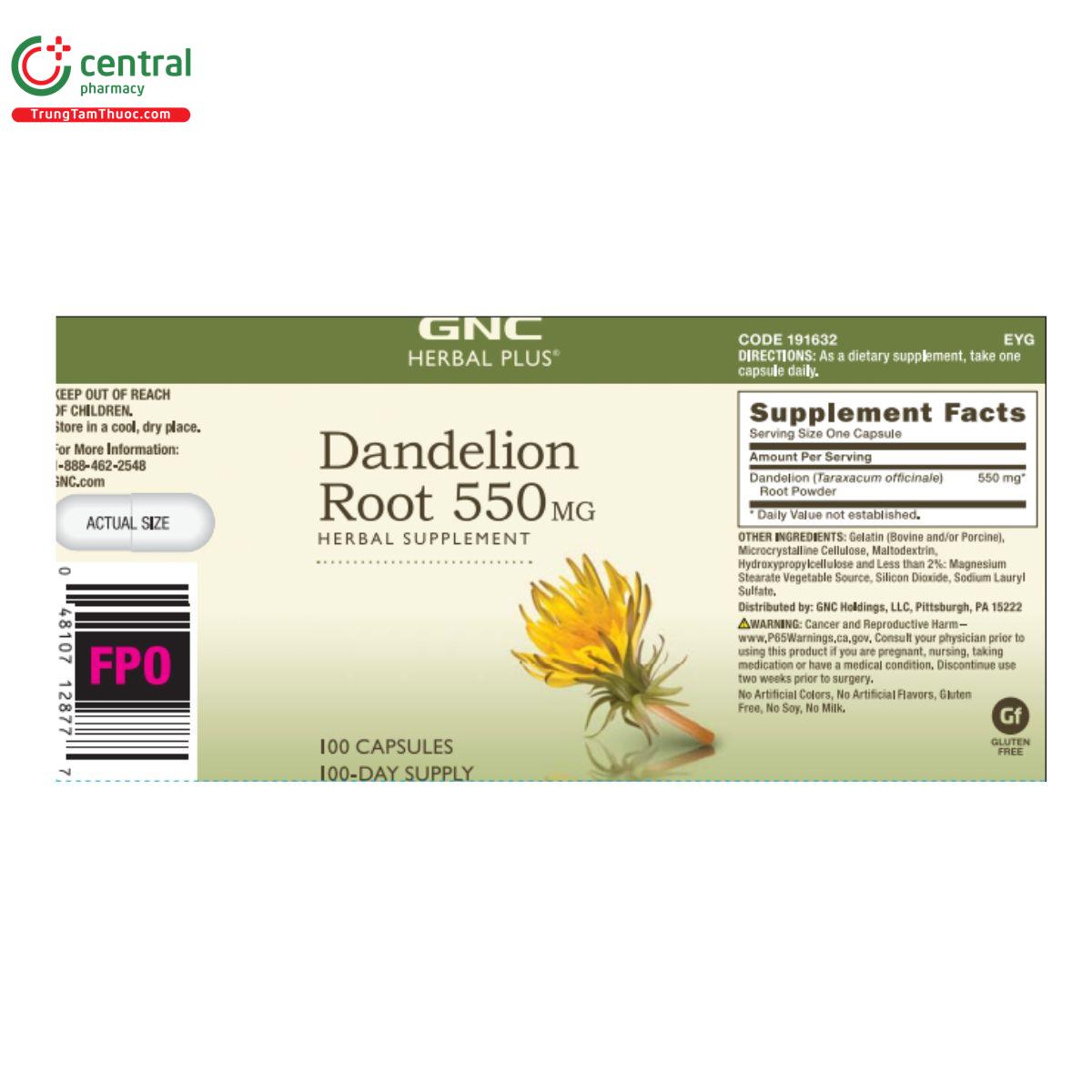 dandelion root 550mg gnc 4 J3286 dandelion root 550mg gnc 4 J3286