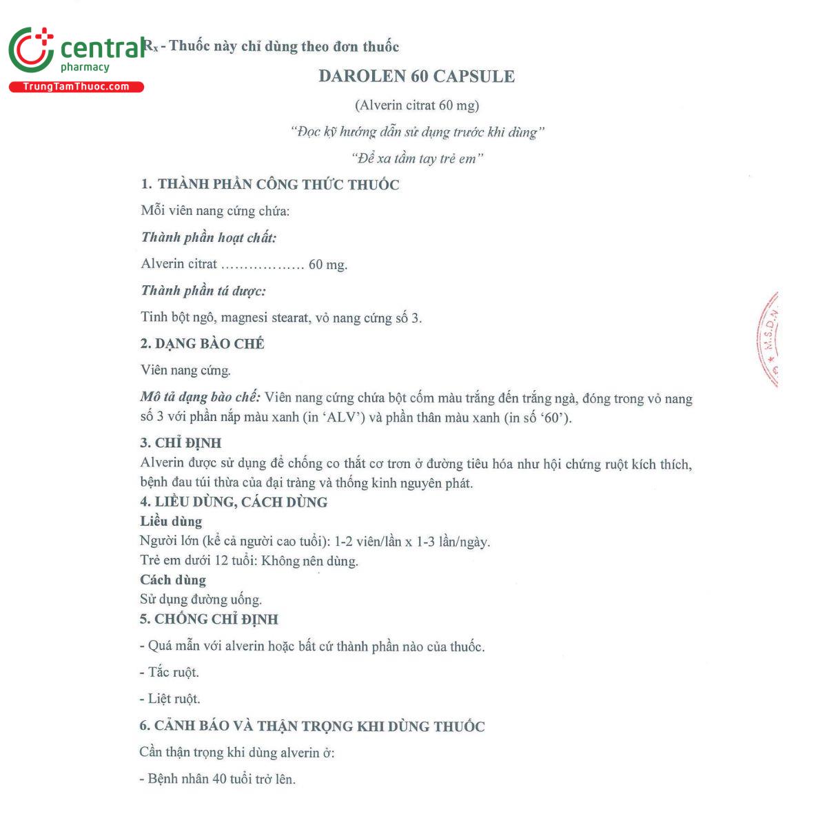 darolen 60 capsule 1 O5542 darolen 60 capsule 1 O5542