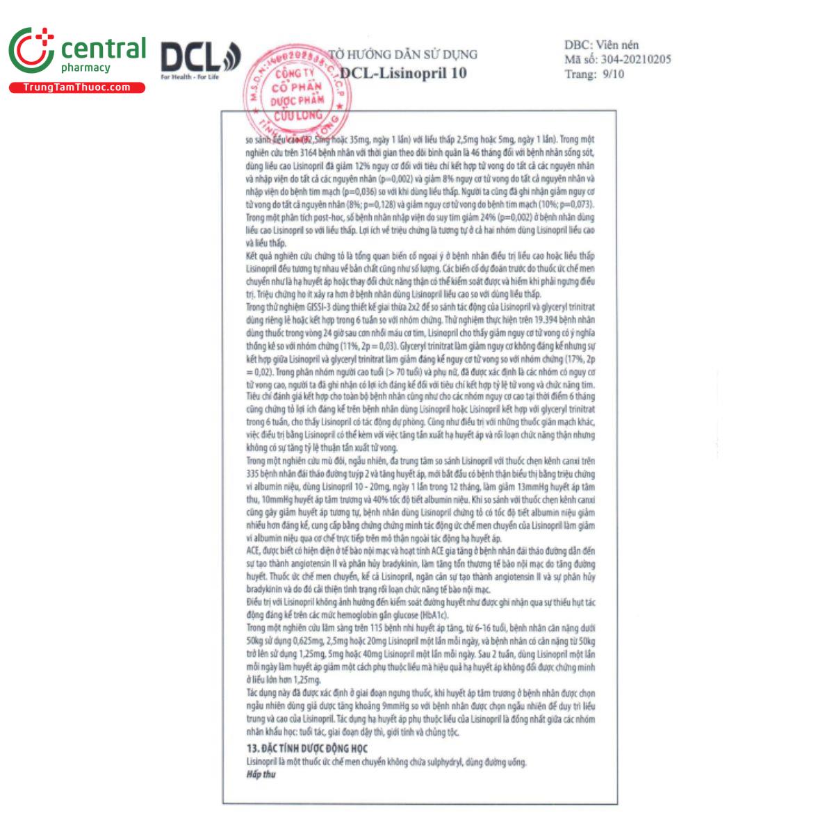 dcl lisinopril 10mg 11 E1302 dcl lisinopril 10mg 11 E1302