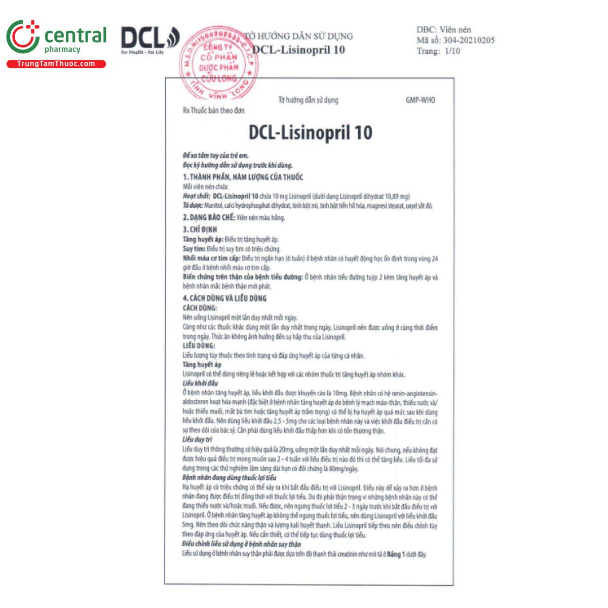 dcl lisinopril 10mg 3 R6807 dcl lisinopril 10mg 3 R6807