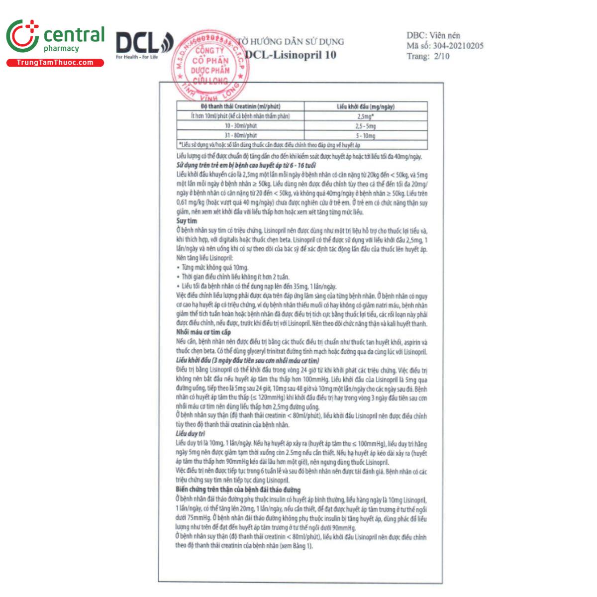 dcl lisinopril 10mg 4 B0544 dcl lisinopril 10mg 4 B0544