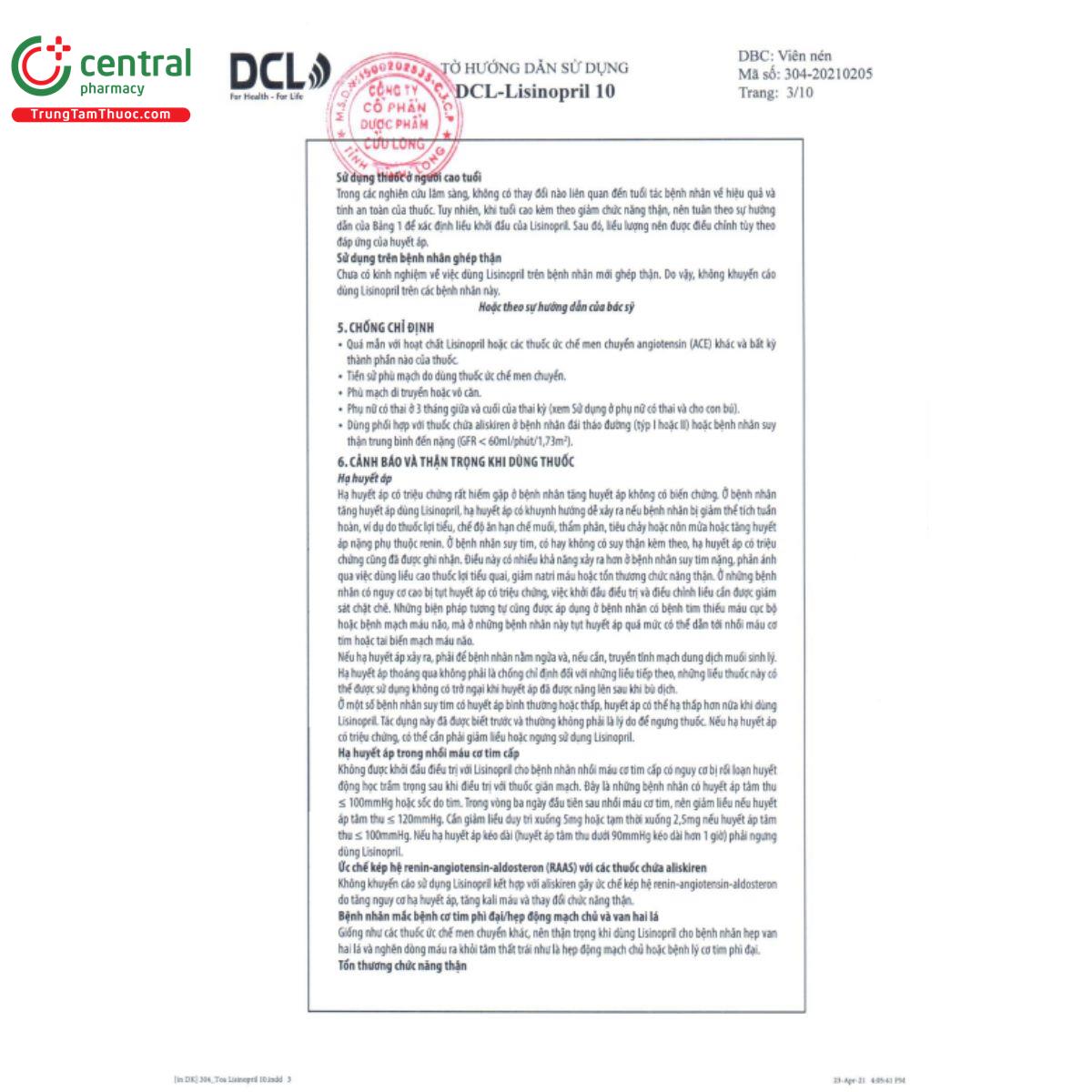 dcl lisinopril 10mg 5 I3271 dcl lisinopril 10mg 5 I3271