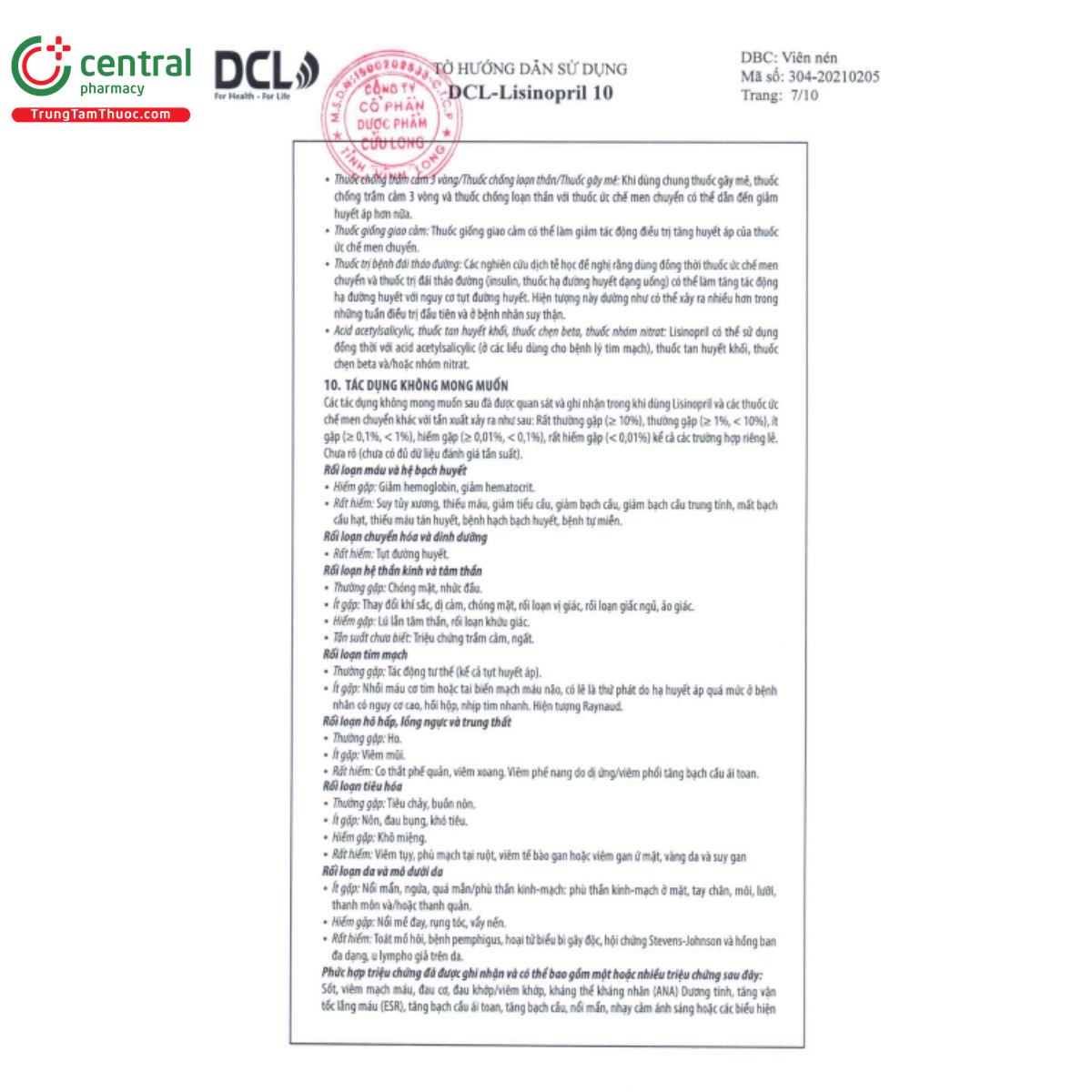 dcl lisinopril 10mg 9 N5828 dcl lisinopril 10mg 9 N5828