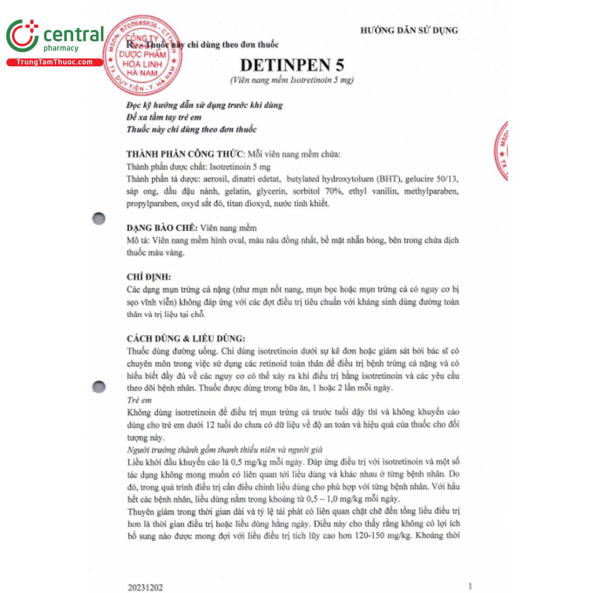 detinpen 5mg 4 U8668