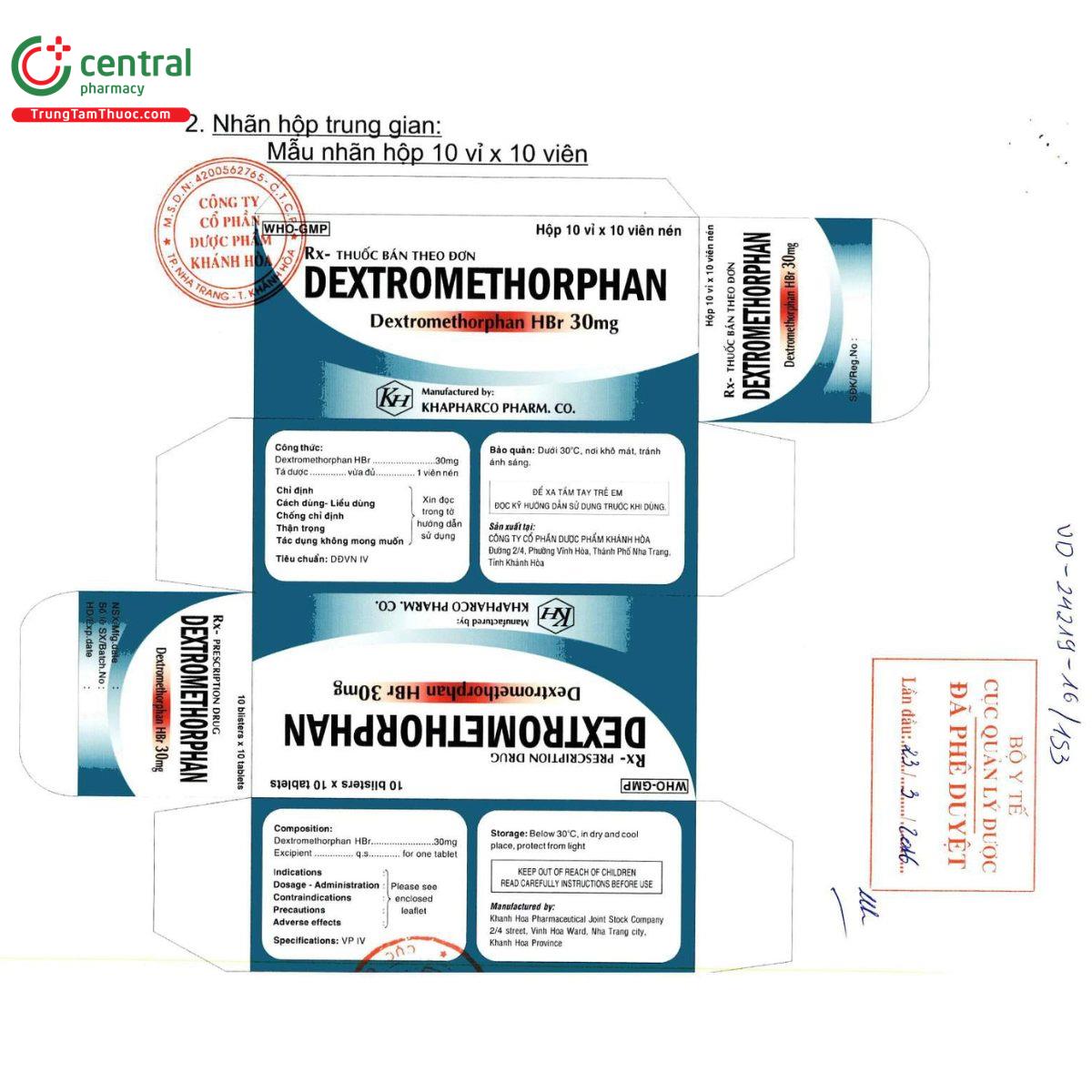 dextromethorphan 30mg khapharco 4 R7311