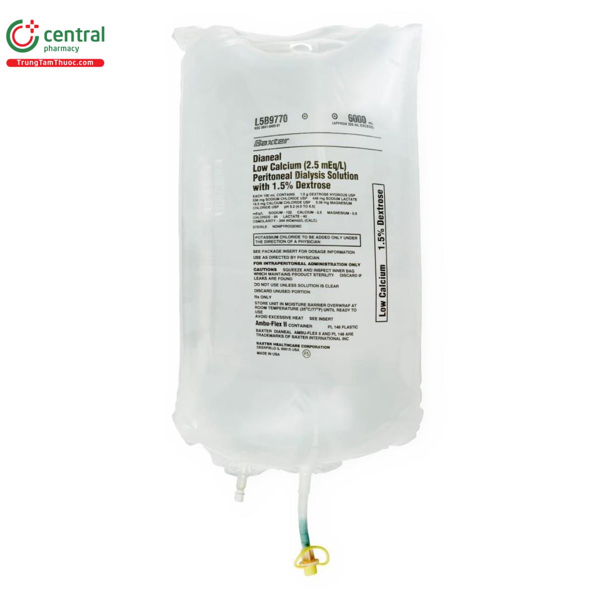dianeal low cacium 25meq l peritoneal dialysis solution with 15 1 E1855