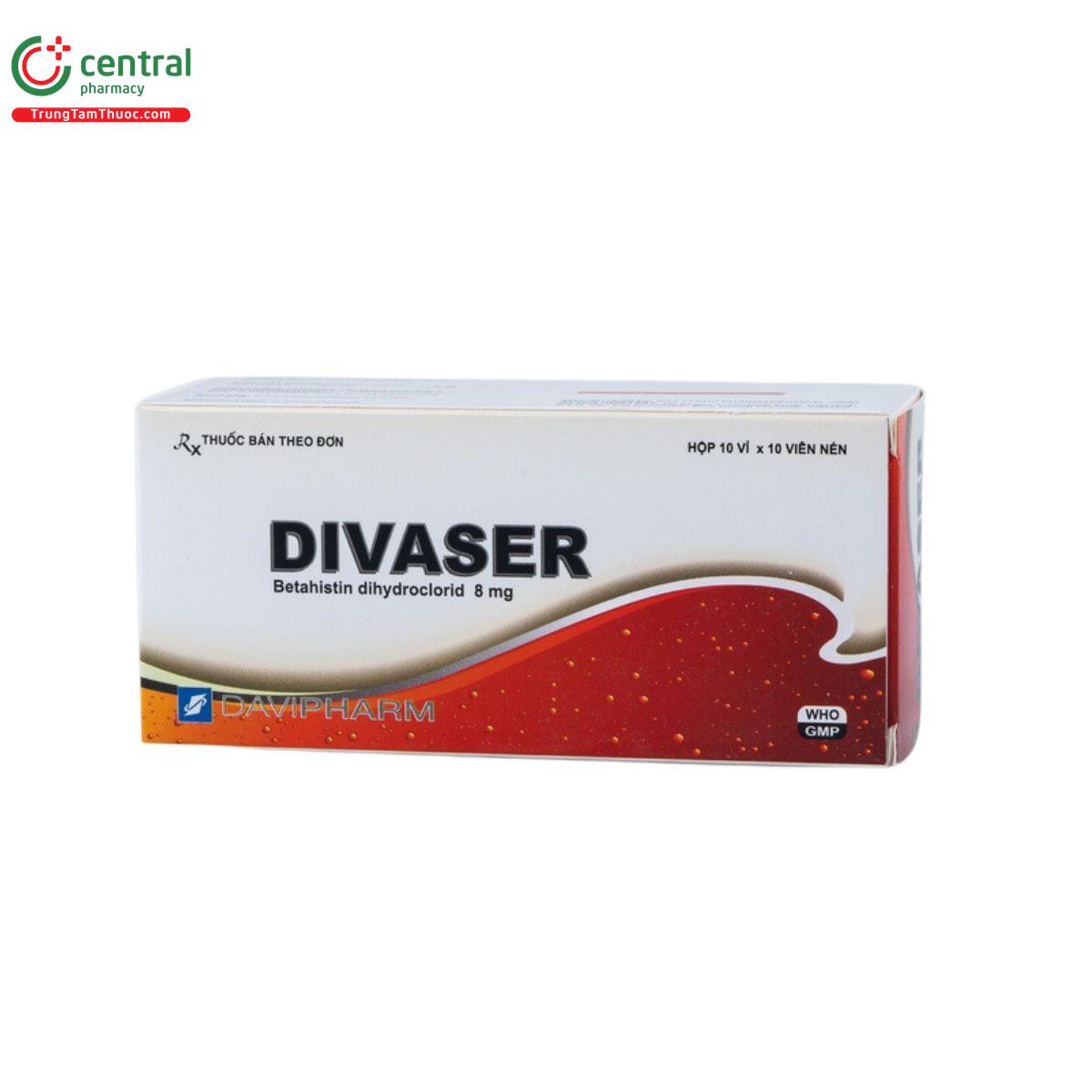 Thuốc Divaser 8mg điều trị chóng mặt, hội chứng Ménière