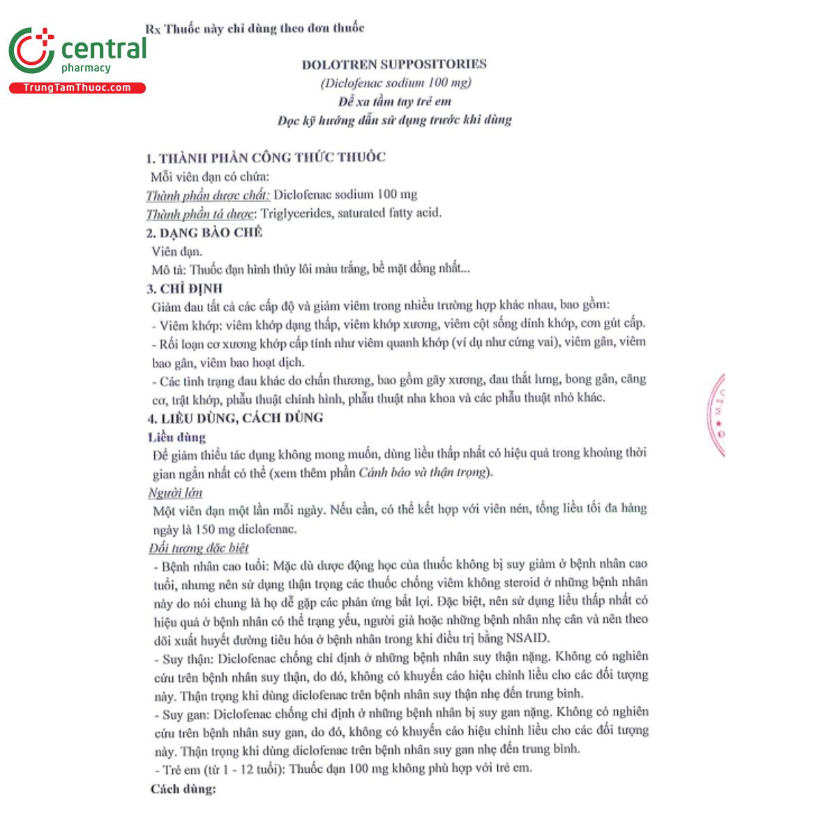 dolotren suppositories 100mg 4 B0840