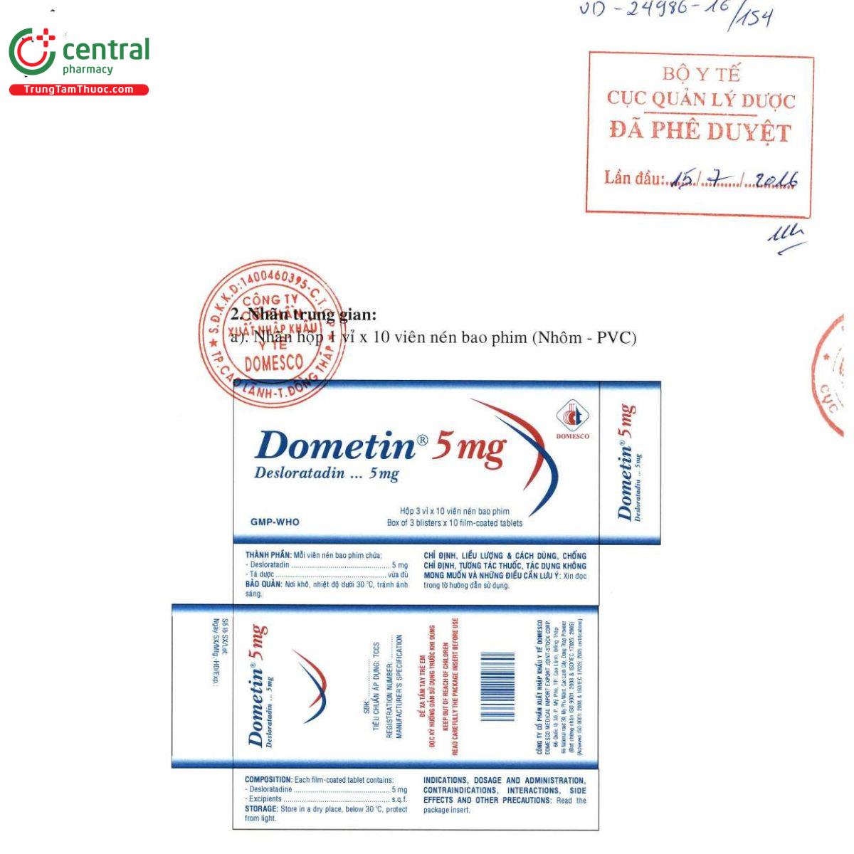 dometin 5mg 12 U8232 dometin 5mg 12 U8232