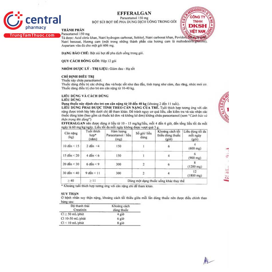 efferalgan 150 mg 4 D1367