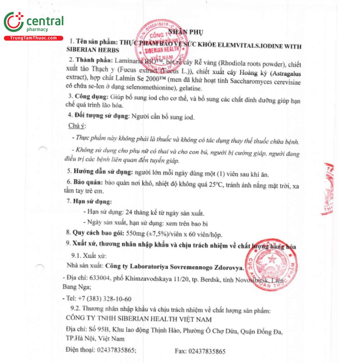 elemvitals iodine 5 P6835