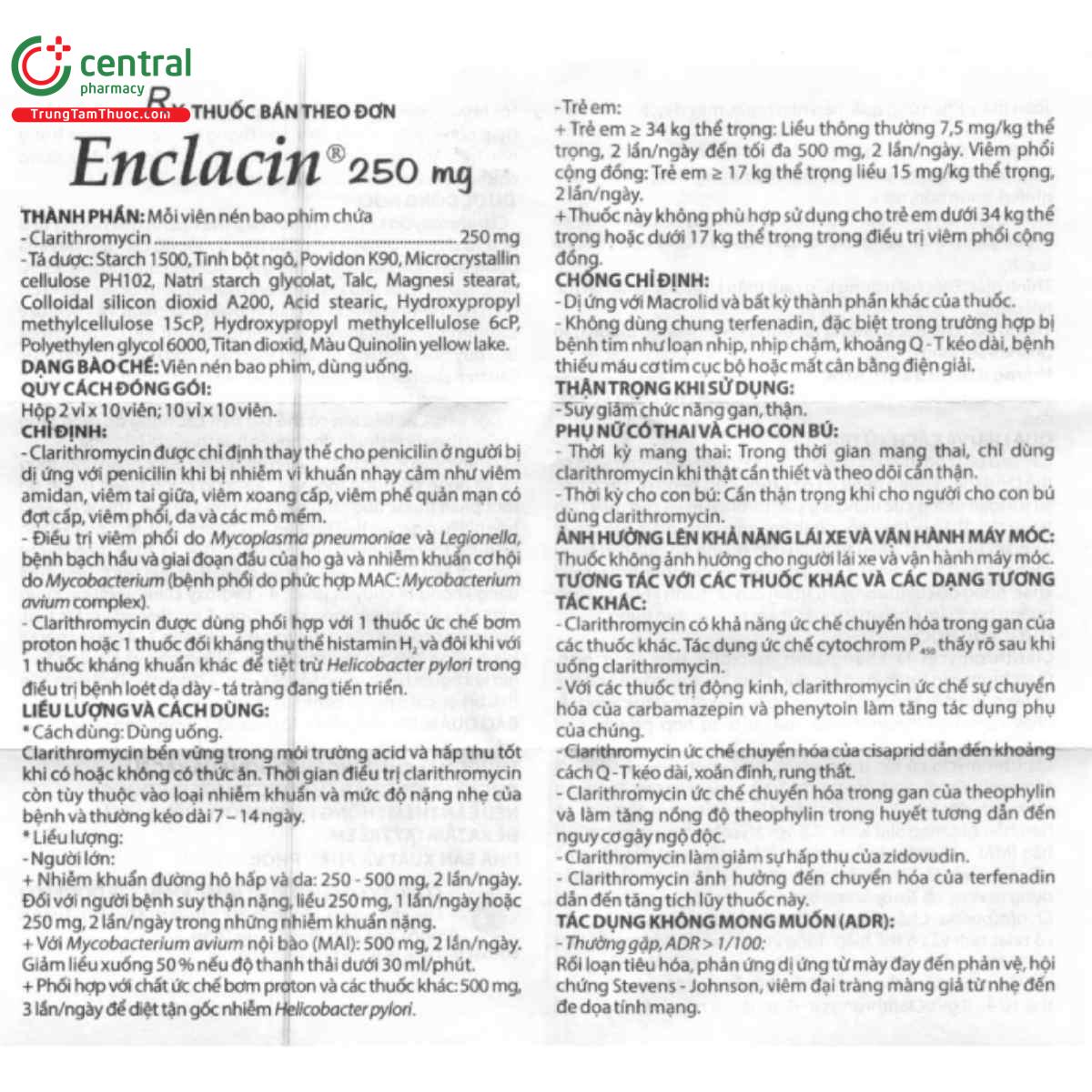 enclacin 250mg 10 S7024 enclacin 250mg 10 S7024