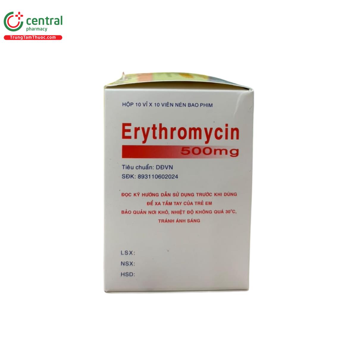 erythromycin tab 500mg 5 A0734 erythromycin tab 500mg 5 A0734