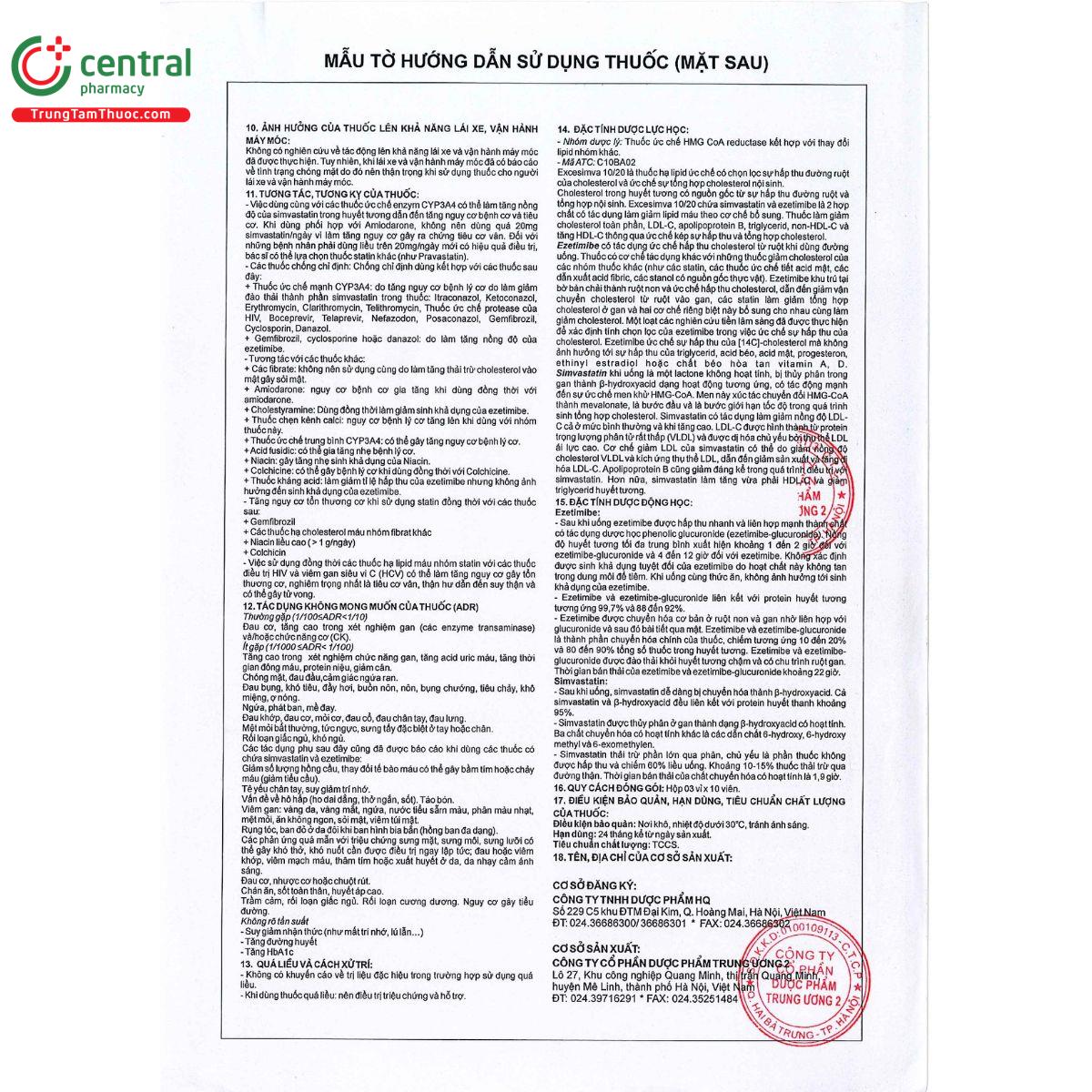 excesimva 10 20 5 C1324 excesimva 10 20 5 C1324