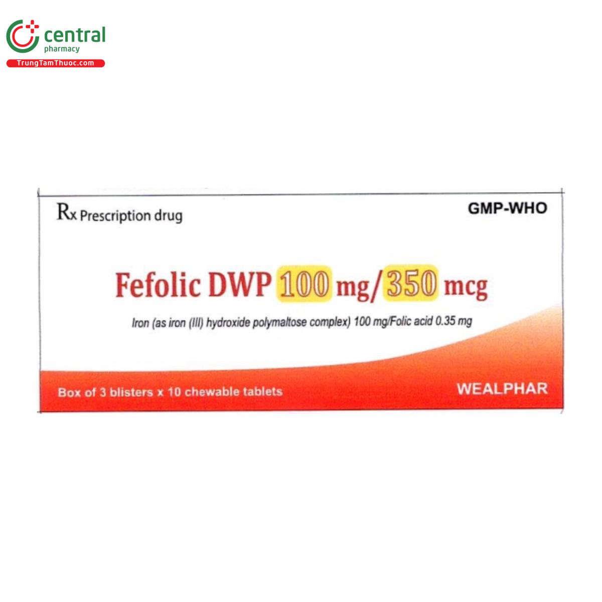 fefolic dwp 100mg 350mcg 1 V8821