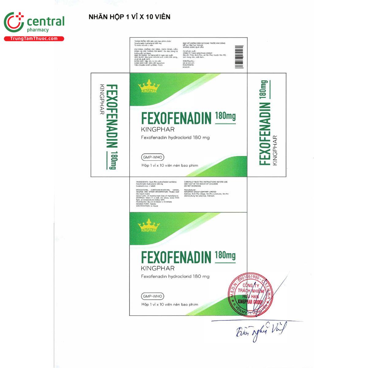 fexofenadine 180 mg kingphar 2 U8280