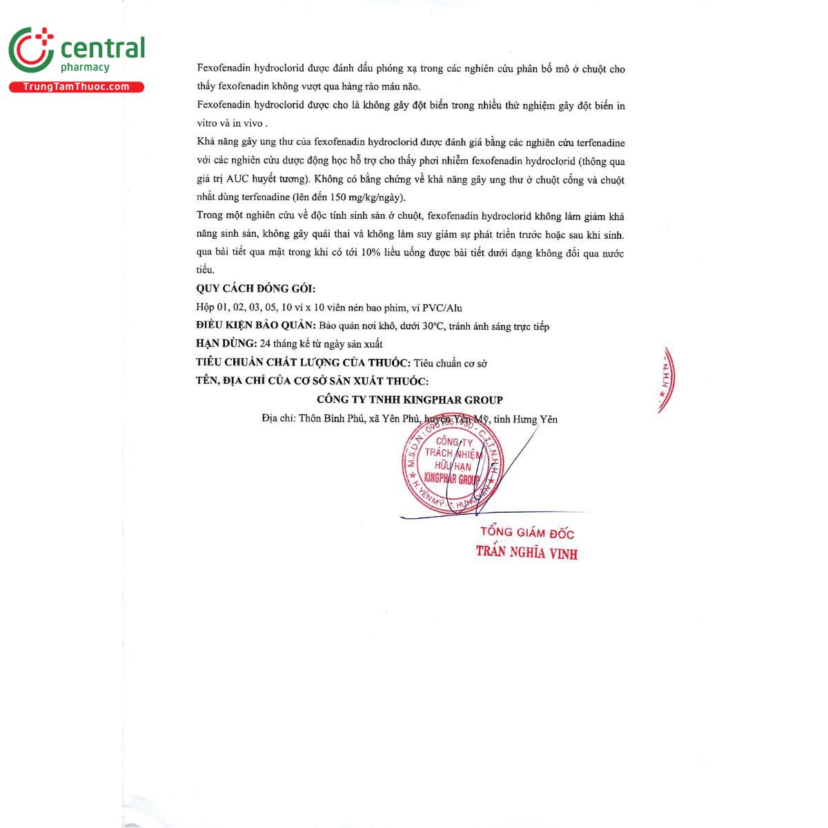fexofenadine 180 mg kingphar 9 N5366