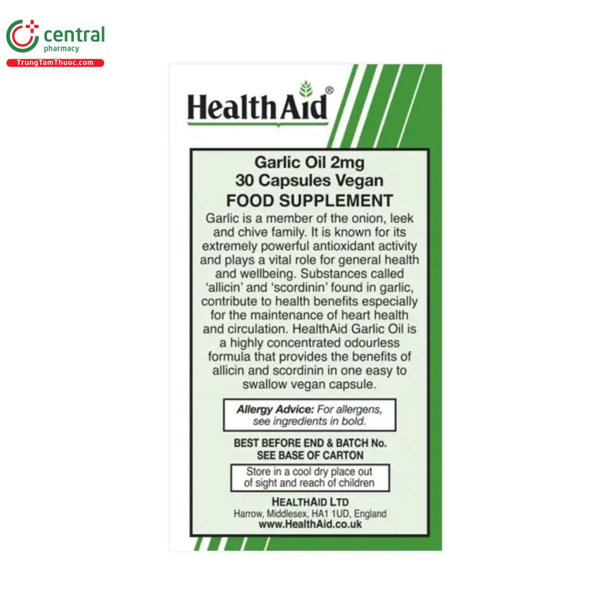 garlic oil odourless 2mg healthaid 7 D1813