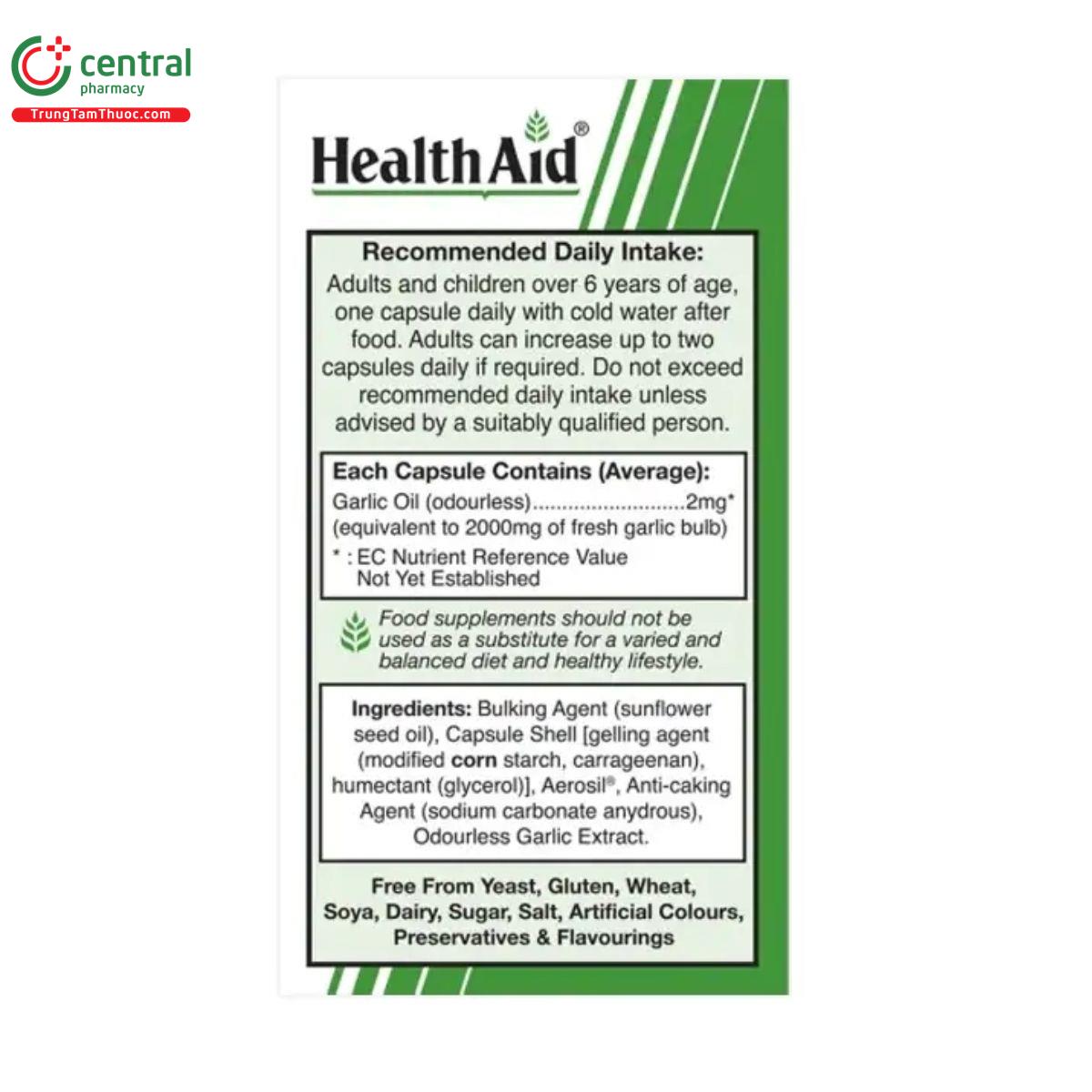 garlic oil odourless 2mg healthaid 8 T7266