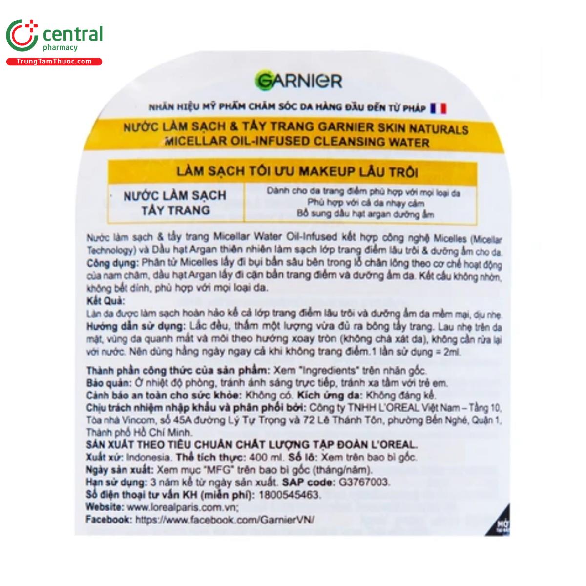 garnier skin naturals micellar oil infused cleansing water 5 B0258