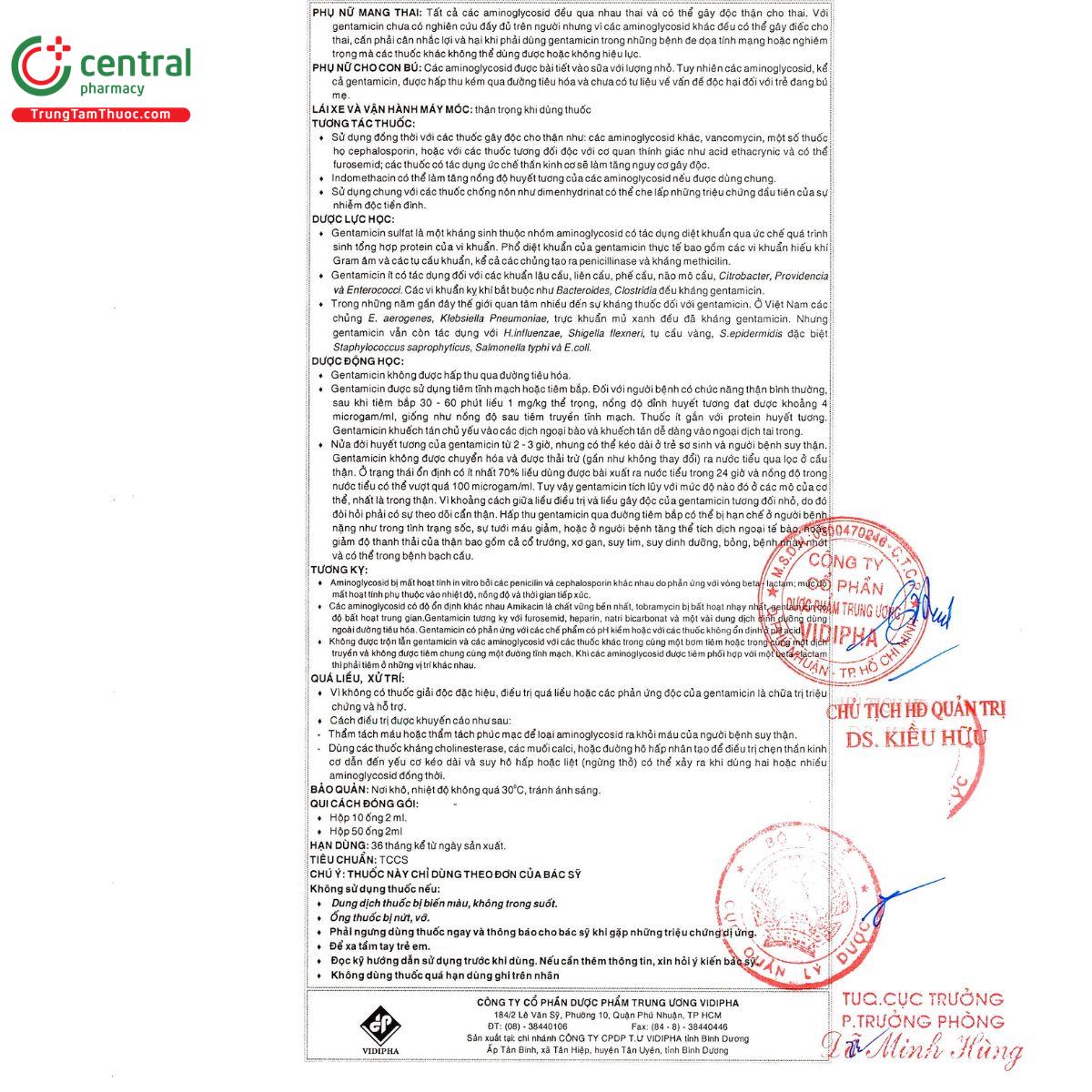 gentamicin 80mg 2ml vidipha 4 M5028