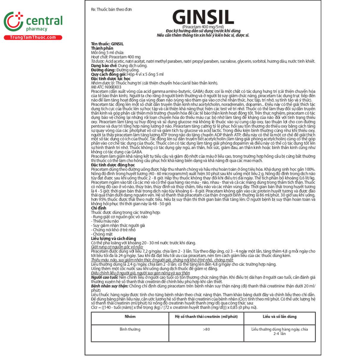 ginsil 400mg 5ml 6 G2142