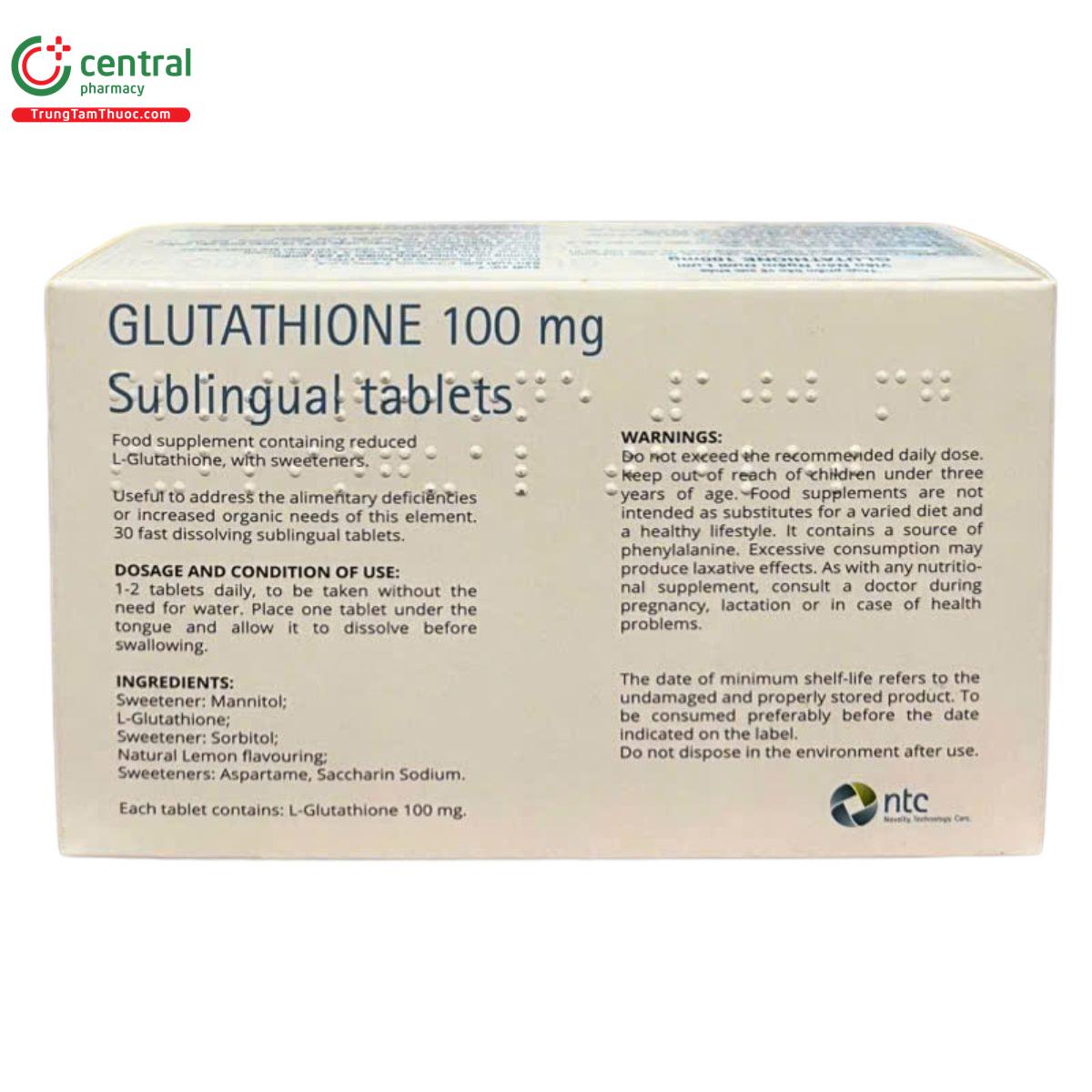 glutathione 100mg sublingual tablets 10 V8785