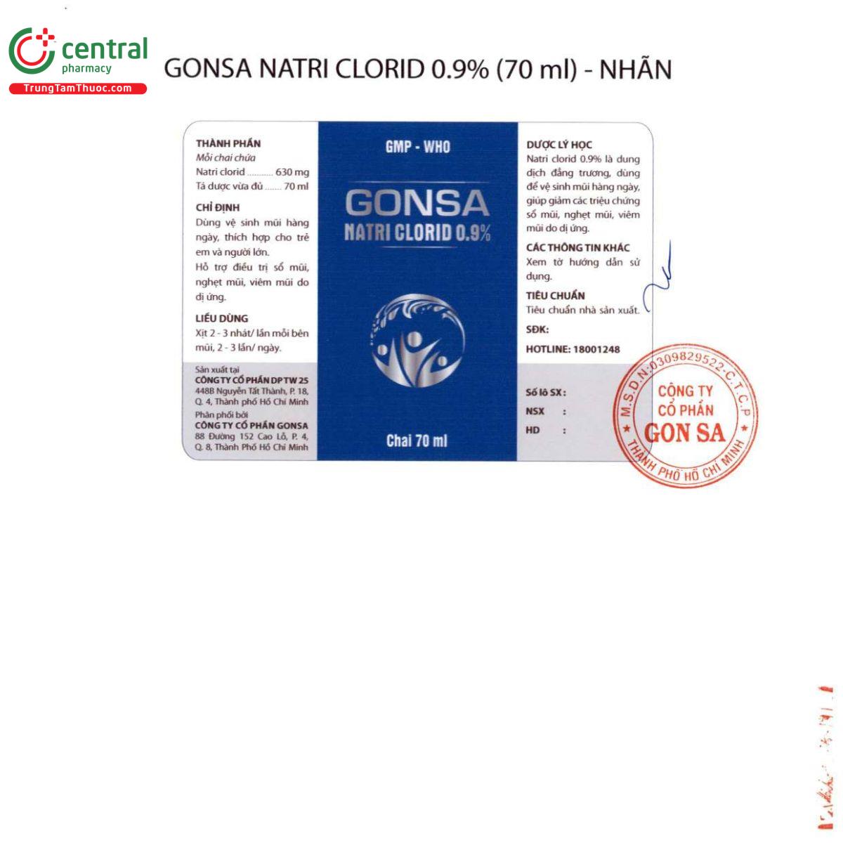 gonsa natri clorid C1463 gonsa natri clorid C1463