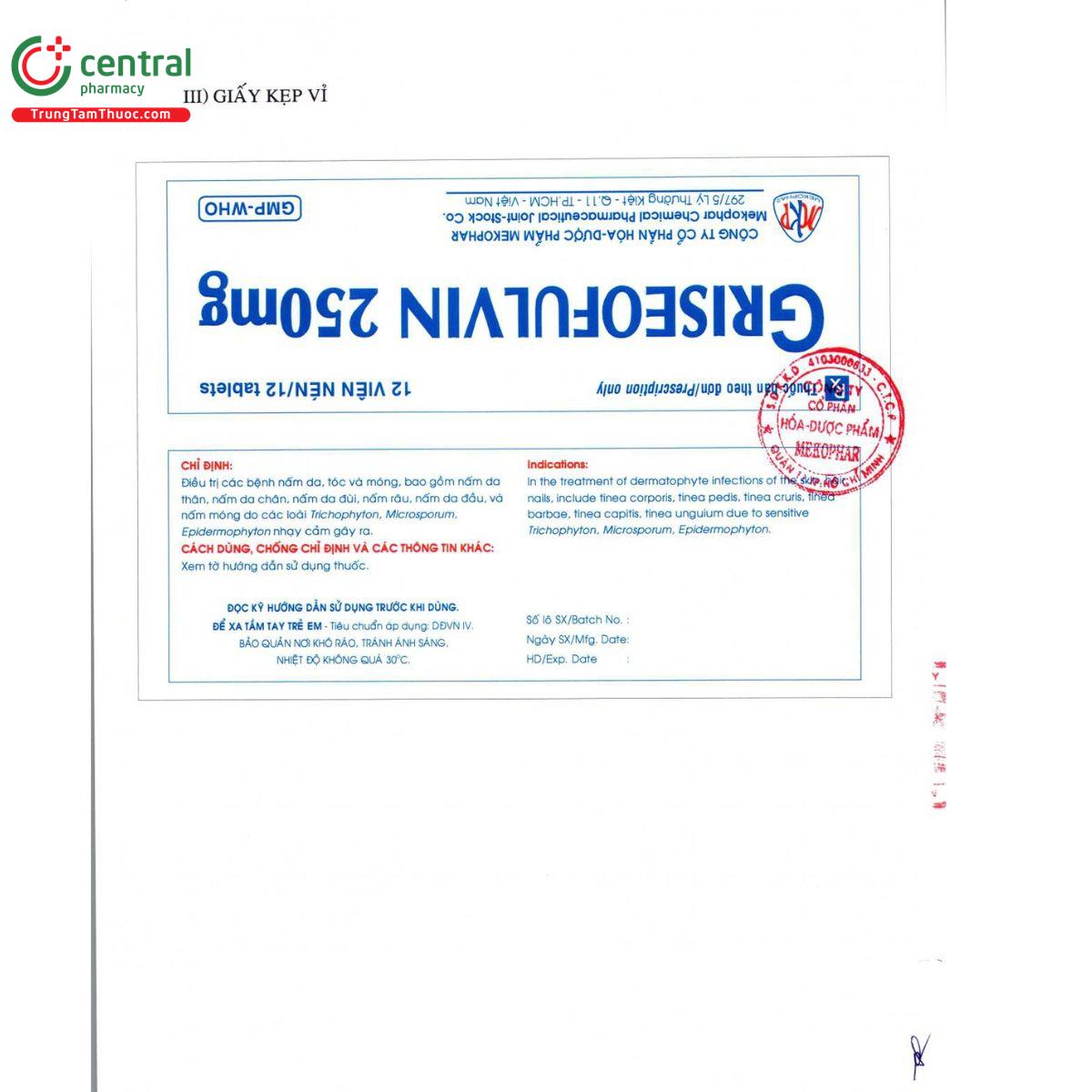 griseofulvin 250mg mekophar 4 I3765 griseofulvin 250mg mekophar 4 I3765