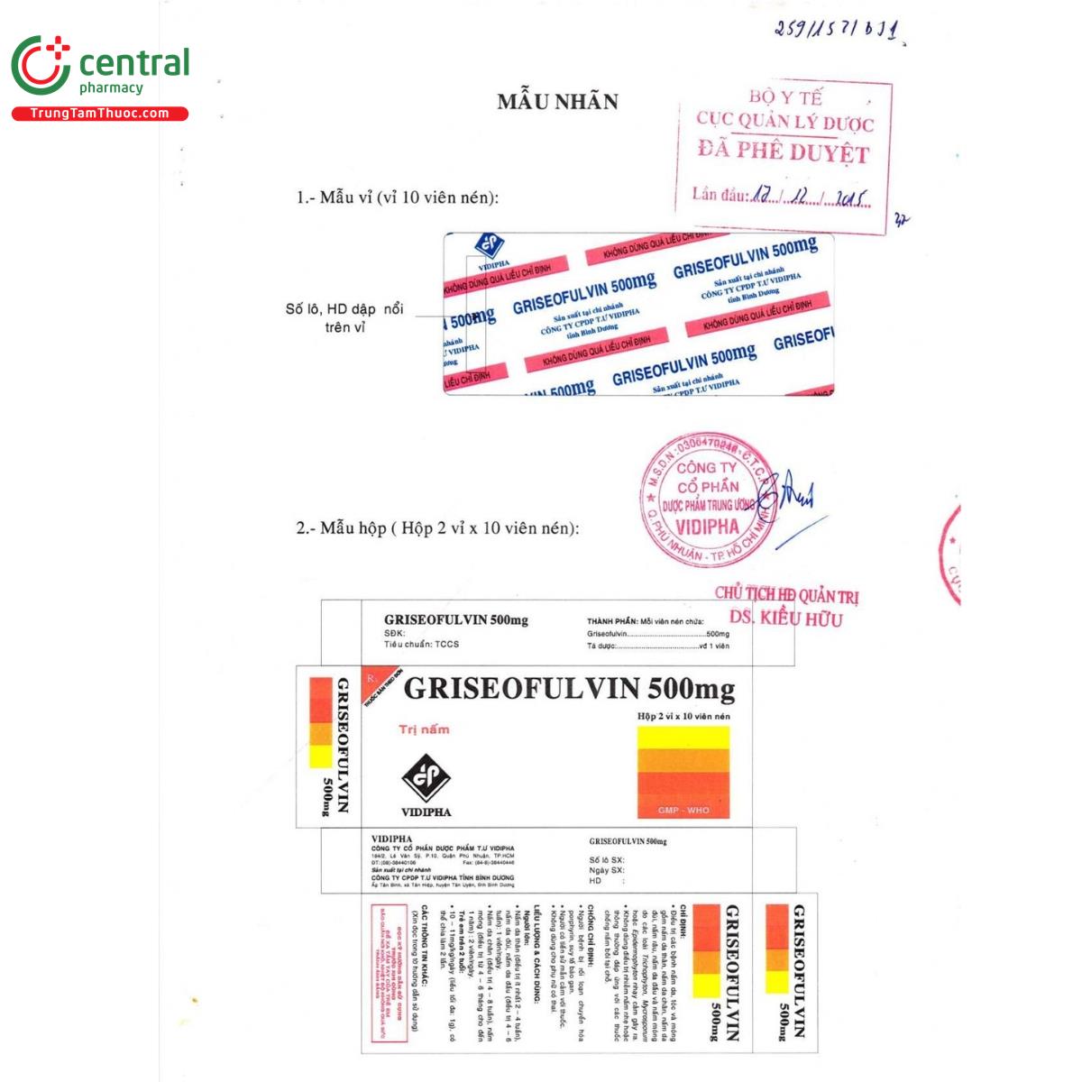 griseofulvin 500mg vidipha 12 C1352