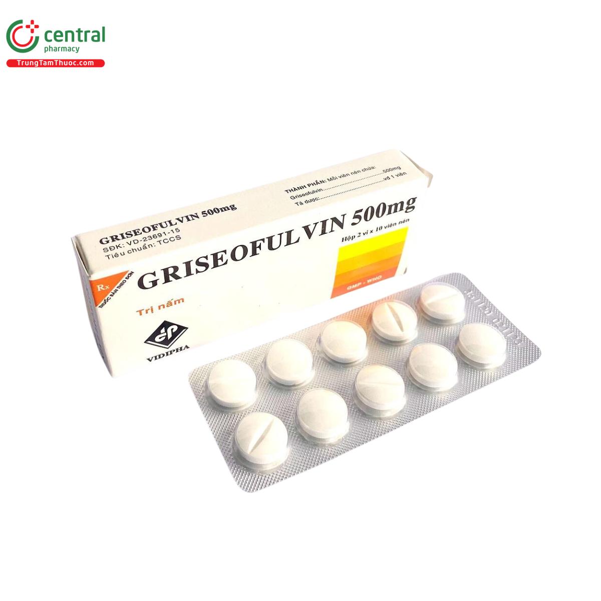 Thuốc Griseofulvin 500mg Vidipha điều Trị Hiệu Quả Nấm Da Tóc Móng