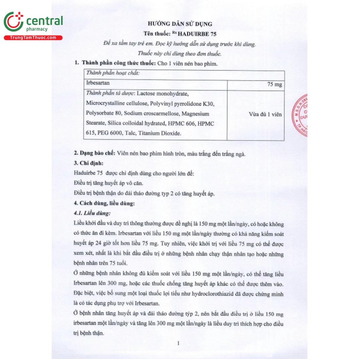 haduirbe 75mg 4 G2245