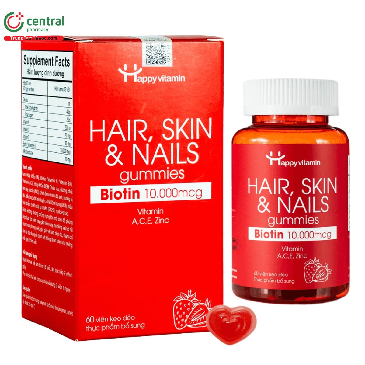 hair skin nails gummies biotin 10000mcg happy vitamin 1 Q6481 hair skin nails gummies biotin 10000mcg happy vitamin 1 Q6481