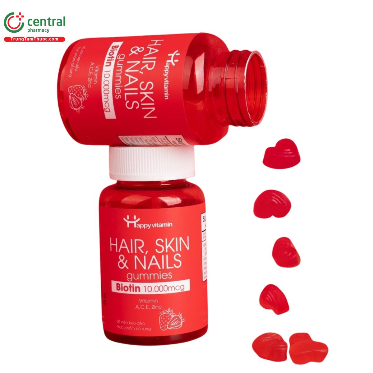 hair skin nails gummies biotin 10000mcg happy vitamin 4 D1204 hair skin nails gummies biotin 10000mcg happy vitamin 4 D1204