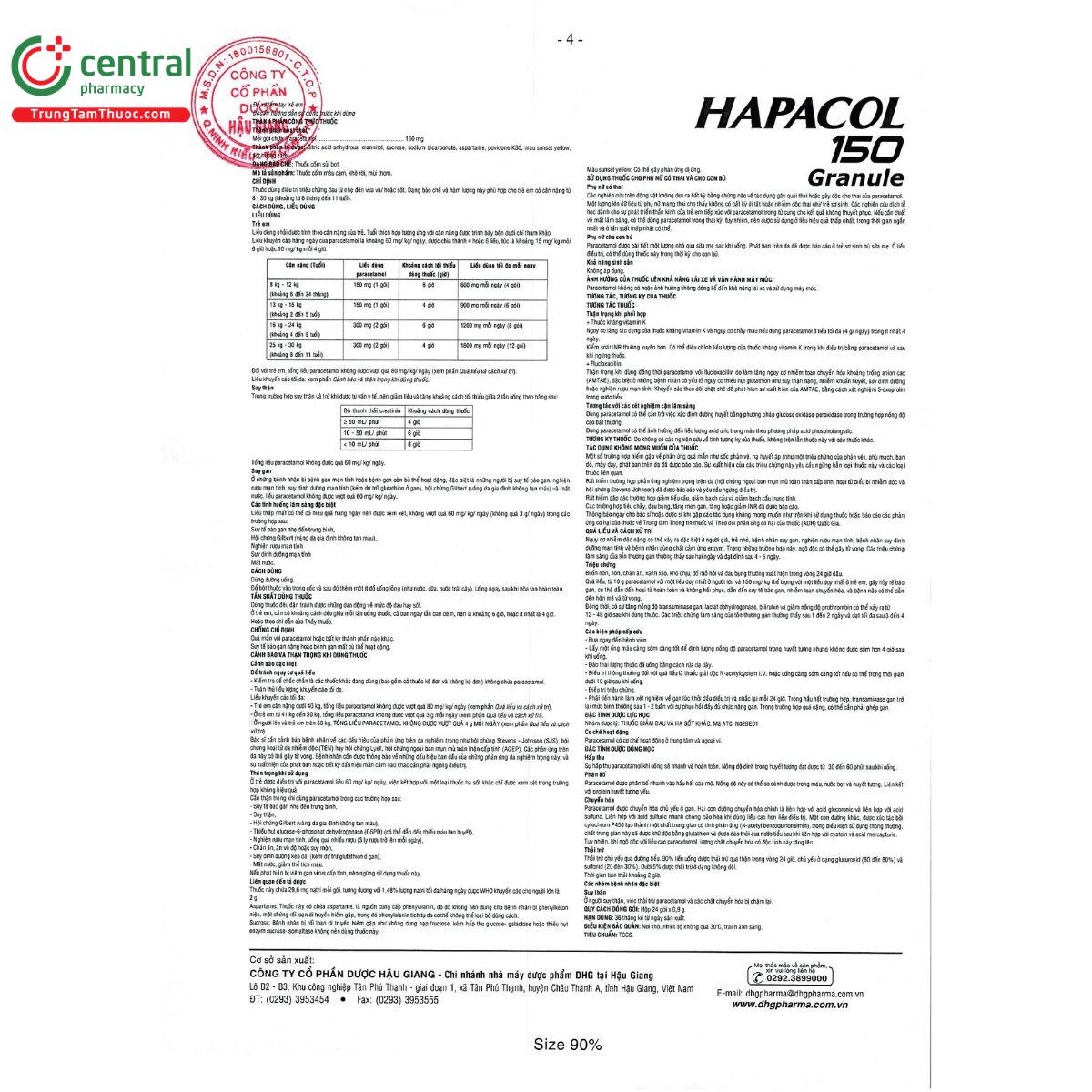 hapacol 150 granule 4 K4562