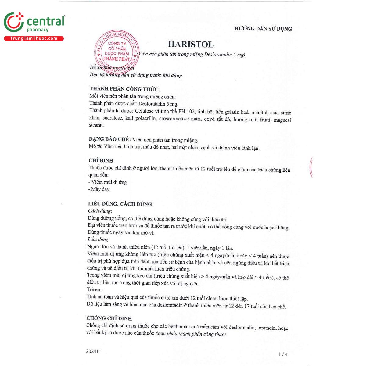 haristol 5mg 4 B0452