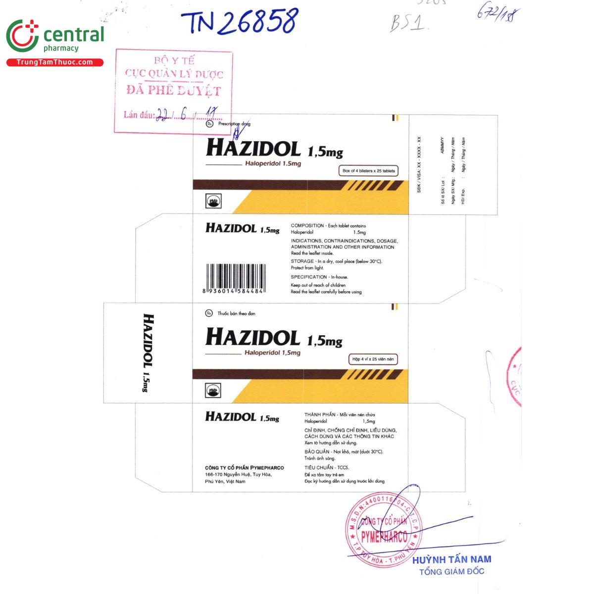 hazidol 15mg 6 N5828